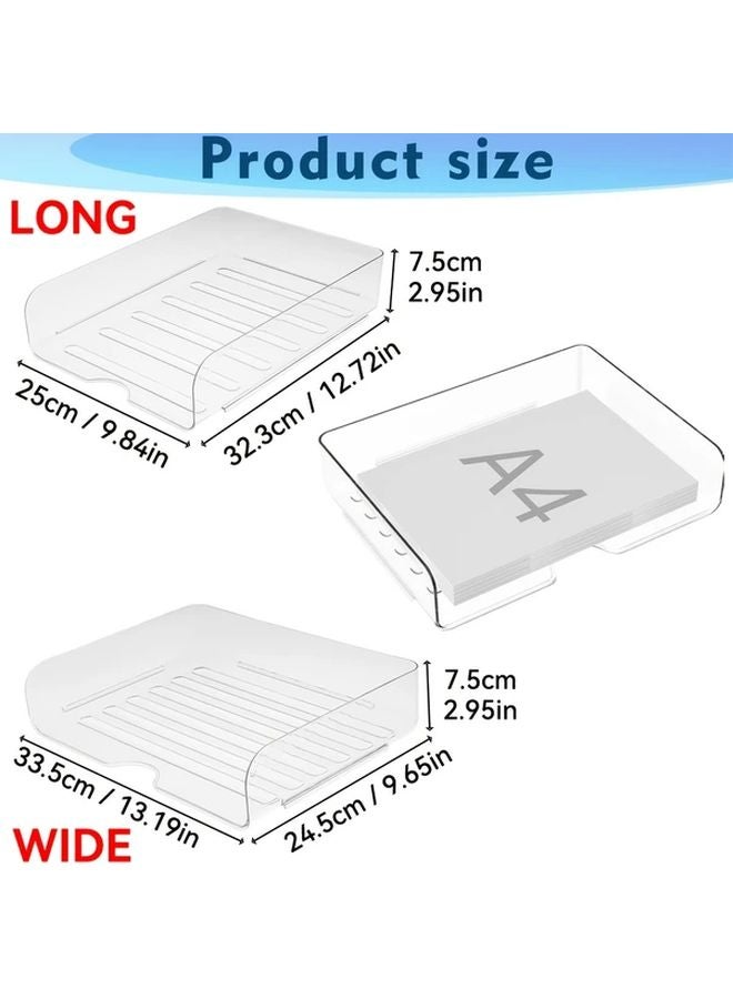 4pcs Clear Stackable Letter Trays A4 Size Desktop Organizer For Office Documents - Image 3